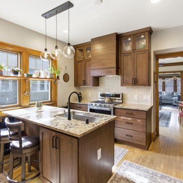 Beautiful Custom Milwaukee Kitchen Floating Shelves Warm Cabinetry