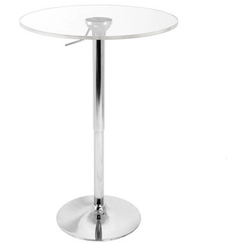 Lumisource Adjustable Bar Table, Clear Acrylic and Chrome