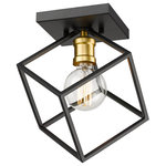 Z-Lite - Vertical One Light Flush Mount, Bronze / Olde Brass - Crisp lines and a modern edge highlight the design of this two-tone one-light flush mount light for your home. It's fashioned with a bronze and olde brass finish with a cube-shaped shade for a look that's eclectic and timeless. It's an eye-catching design that will be a showpiece light in any dining room foyer bedroom or home office.
