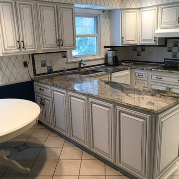cabinet refacing----white with dark glazing