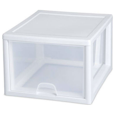 Sterilite 23108004 Stacking Drawer, White, 27 Quart