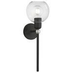 Livex Lighting - Downtown 1 Light Black With Brushed Nickel Accent Sphere Single Sconce - Bring a refined lighting style to your bath area with this downtown collection single light sconce. Shown in a black finish with brushed nickel finish accent and clear sphere glass.