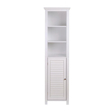 65.55"H Wooden Floor Storage Cabinet With 3-Shelf And 1 Shutter Door