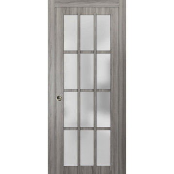 French Pocket Door 24 x 80 & Glass | Felicia 3312 Ginger Ash Gray | Frames