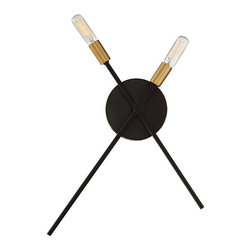 1-Light Bronze Sconce with Brass Accents - Wall Sconces