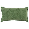 Green Botanical Pattern Embroidered Lumbar Pillow