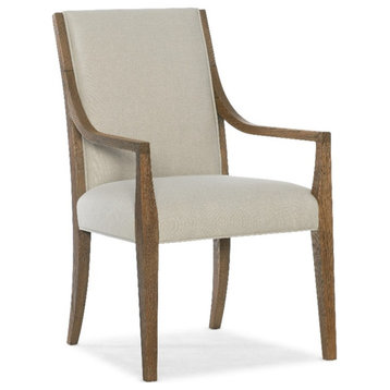 Hooker Furniture Chapman Oak and Fabric Upholstered Arm Chair in Brown White