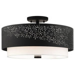 Livex Lighting - Livex Lighting 46269-04 Noria, 4 Light Semi-Flush Mount, Black - The Noria collection combines an intricate organicNoria 4 Light Semi-F Black Off-White FabrUL: Suitable for damp locations Energy Star Qualified: n/a ADA Certified: n/a  *Number of Lights: 4-*Wattage:60w Medium Base bulb(s) *Bulb Included:No *Bulb Type:Medium Base *Finish Type:Black