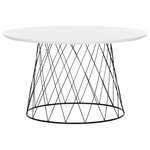 Decor Love - Mid Century Coffee Table, Retro Design With Black Geometric Base and White Top - - This Coffee table will add a fresh look to any room