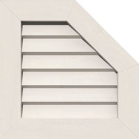 36"x36" Half Octagon Top Right PVC Gable Vent, 1"x4" Flat Trim Frame