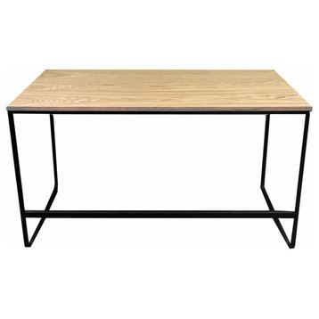 Pangea Home Vila Modern Sleigh-Style Wood Veneer/Metal Desk in Black