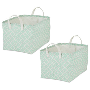 PE-Coated Laundry Bin Lattice Aqua Rectangle XL 12.5x17.5x10.5 (Set of 2)