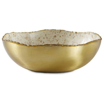 Serene Spaces Living Gold and Ivory Enamel Bowl, Medium