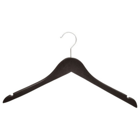 Wooden Top Hanger, Espresso/Brushed Chrome Finish, Box of 50