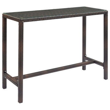 Conduit Outdoor Patio Wicker Rattan Large Bar Table, Brown