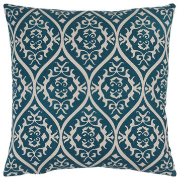 Somerset by Surya Pillow Cover, Bright Blue/Ivory, 22' x 22'