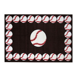 Fun Rugs - Fun Rugs Fun Time Collection Baseball Time Area Rug, 39"x58" - Kids Rugs