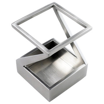 Pen and Pencil Holder, Stainless Steel, Satin Finish.