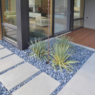 Esempio di un giardino xeriscape moderno con sassi di fiume