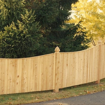 Cedar Solid Board Privacy Fence around a Corner