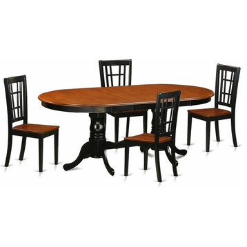 5-Piece Dining Room Set, Table, 6 Wood Chairs Without Cushion