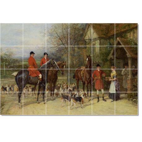 Heywood Hardy Horses Painting Ceramic Tile Mural #38, 25.5"x17"