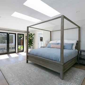 Transitional Master Bedroom Remodel with Black Framed Windows and Doors