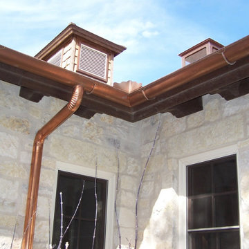 6 inch Copper Half Round Gutter, Decorative Valley Shield Custom Milter Joint