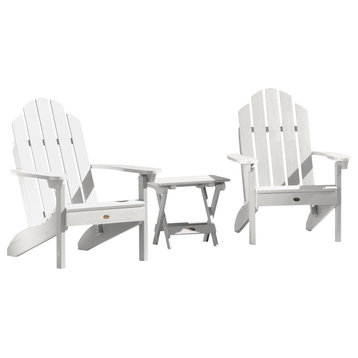 Westport 3-Piece Adirondack Chair and Side Table Set, White