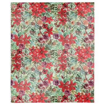Holiday Blooms Pattern 50x60 Sherpa Fleece Blanket