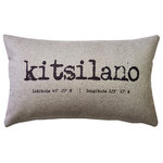 Pillow Decor - Kitsilano Gray Felt Coordinates Pillow 12x19, with Polyfill Insert - Once know as the Haight-Ashbury of Vancouver, Kitsilano remains one of Vancouver's trendiest neighborhoods. This Kitsilano coordinates pillow is made from a soft gray felt and is printed with a dark gray old typewriter typeset font. FEATURES: