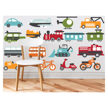 Transportation Fabric Wall Decals, Full Set, Size Large