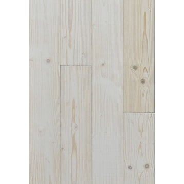 Peel and Stick Solid Wood Wall Paneling, 5" Width, 19 Sq Ft, White Natural