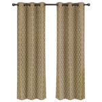 Royal Tradition - Willow Thermal Blackout Curtains, Set of 2, Taupe, 84"x84" - The stylish geometric pattern of these floor-length curtains conveys a refined and classic look to your home. Containing a pole pocket design, these jacquard curtains are well-suited with traditional curtain rods, allowing you to change your room easily. This trendy and functional curtain panel pair is thermal-insulated, blocks out the glaring sunlight during the hot summer months, and keeps cold drafts adrift. Block unwanted light and protect your room against outside temperatures with these thermal blackout curtains. These energy saving curtains are both beautiful and practical. The curtains are machine washable for easy care.