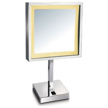 Whitehaus WHMR295 Freestanding LED Square 5x Magnifying Mirror - Polished