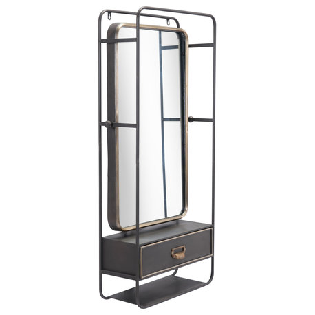 Industrial Storage Mirror Gunmetal & Gold