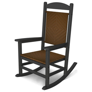 Polywood Presidential Woven Rocking Chair, Slate Gray/Tigerwood