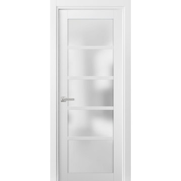 Pantry Kitchen Lite Door 42 x 96 & Hardware | Quadro 4002 White Silk