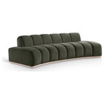 Meridian Furniture - Jace Upholstered Sofa, Green, Velvet, Sofa - Innovative design meets soft velvet upholstery in the Jace green velvet sofa, creating a modern marvel that redefines comfort and style. Its sinuous curves form a sculptural masterpiece that defies convention. A dramatic design and rich velvet upholstery make this piece truly unforgettable.