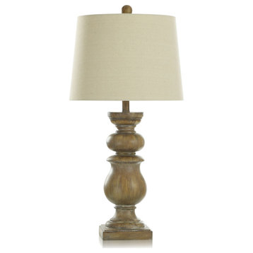 Darcy Brown Polyresin Table Lamp Creamy Linen Shade 30"H