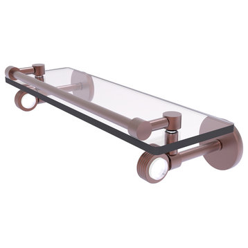 Clearview 16" Gallery Rail Glass Shelf with Groovy Accents, Antique Copper