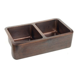 Legacy Signature Farmhouse Apron Double Bowl Copper Kitchen Sink - Kitchen Sinks