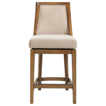 Ellie Bar Stool With Back, Brown, Counter Height
