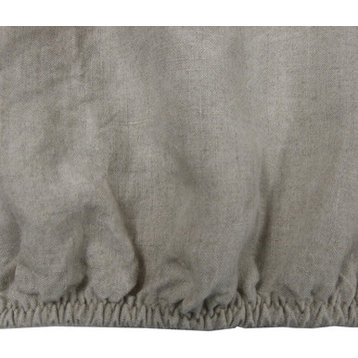 Belgian Eco Linen Fitted Sheet Deep Pocket Elastic All Around, Natural, Cal King
