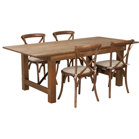 7'x40" Farm Table/4 Chair Set