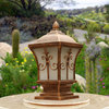 Luxury Antique Outdoor Waterproof Pillar Lamp for Courtyard, Bronzed, Dia7.1xh15.0''