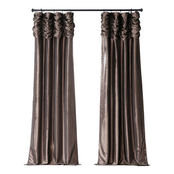 The 15 Best Contemporary Silk Curtains, Copper Brown Faux Silk Taffeta Curtain Panel White 6