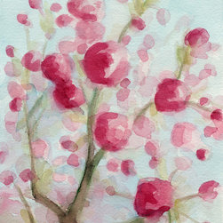 Watercolor Painting Of Pink Cherry Blossoms - Fine Art Prints