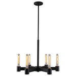 Eglo - Broyles 6 Light Chandelier Matte Black - The Broyles collection by Eglo has been designed to give your home a fascinating glow. This unique light is accented with a black matte finish and makes glowing bulb (not included) the center of attention. We recommended using the E26 tubular bulb for this fixture to complete the look and to bring it a warm, transitional look and feel.Features: