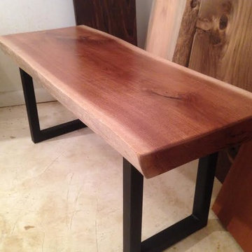 Custom Black Walnut Live edge slab Bench